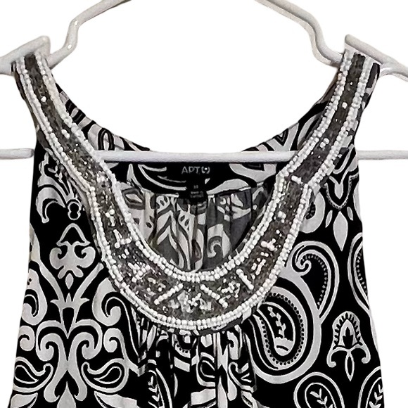 Apt. 9 Woman’s Black & White Patterned Midi Dress With Beaded Halter Neckline - Picture 3 of 6